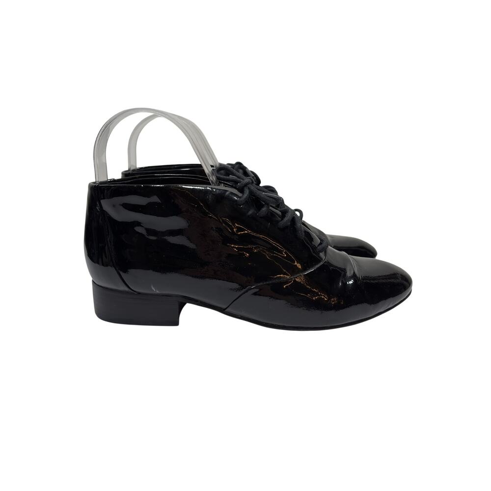 Rebecca Minkoff Paige Oxford Shoes Womens 8.5 Black Patent Leather Block Heel
